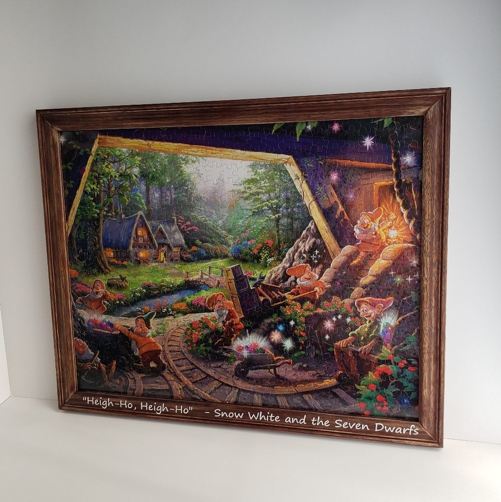 Thomas Kinkade Snow White & The 7 Dwarfs Puzzle Glued and Framed